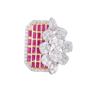 Ruby Grid Fluer Earrings