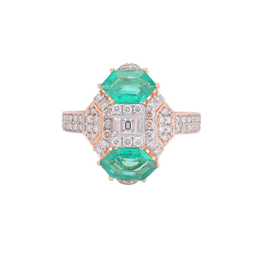 Facet Hex Emerald Ring