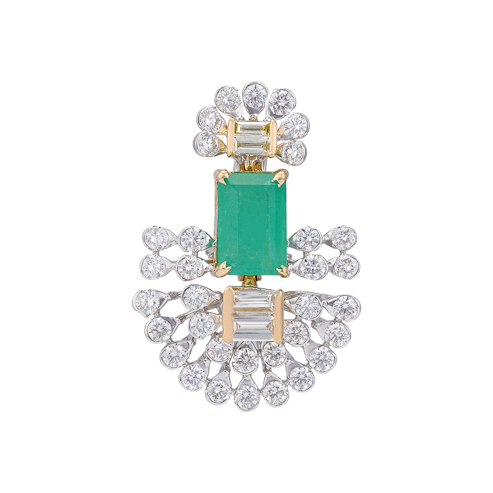 Emerald Crest Baguette Earring